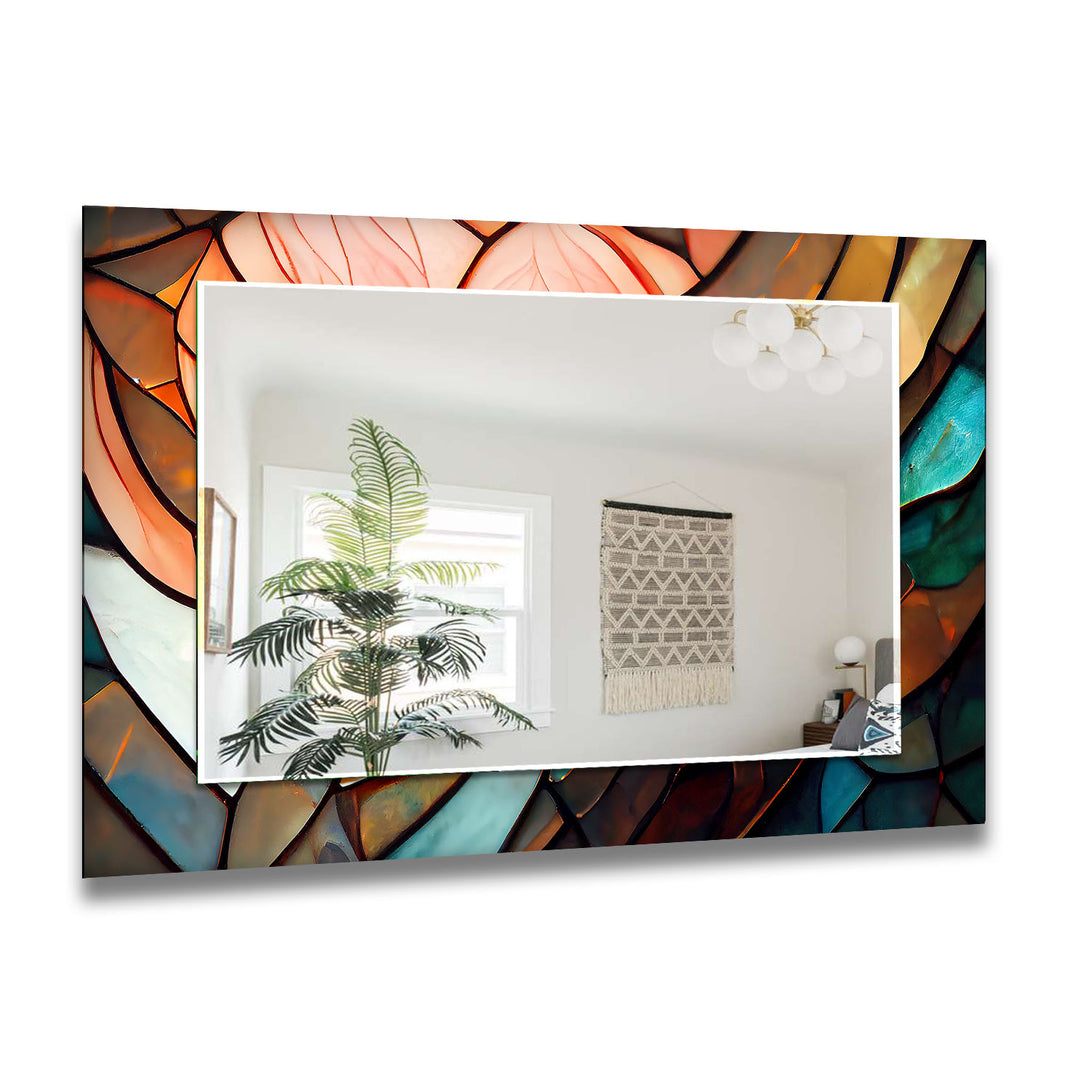 Pastel Colors Stained Wall Mirror Living Room Wall Mirror
