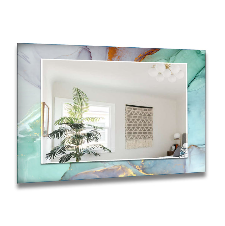 Turquise Abstract Wall Mirrors Wood Mirror
