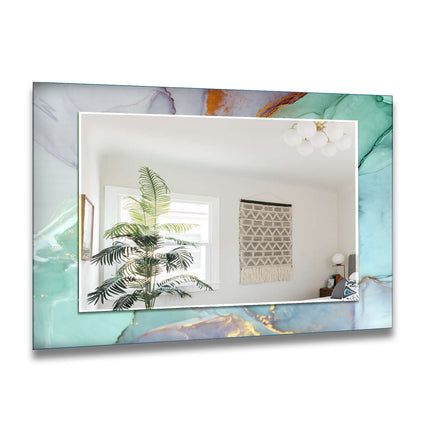 Abstract Tempered Glass Wall Mirror