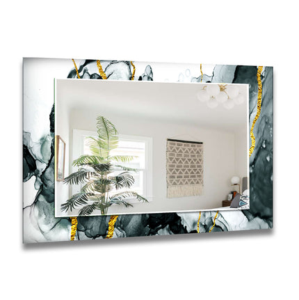 Abstract Round Tempered Glass Wall Mirror