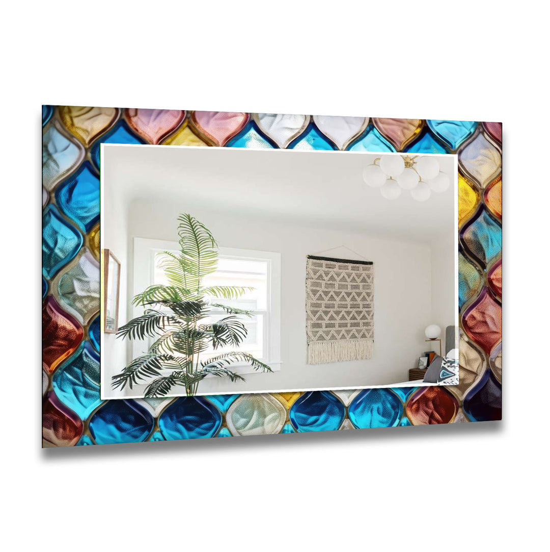 Blue Mosaic Stones Wall Mirrors Bathroom Mirror
