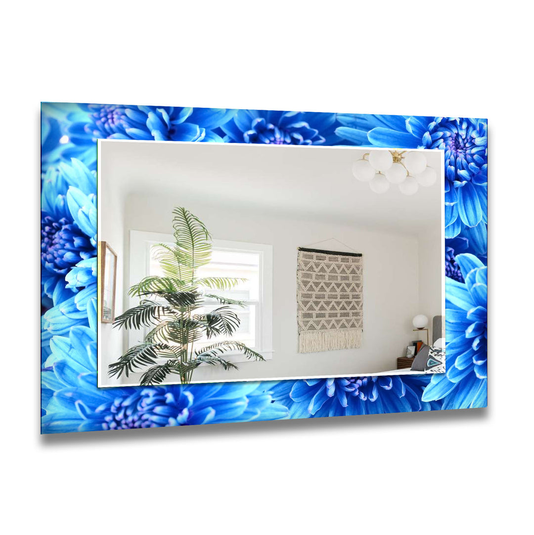 Big Blue Flowers Wall Mirror large floor mirror
