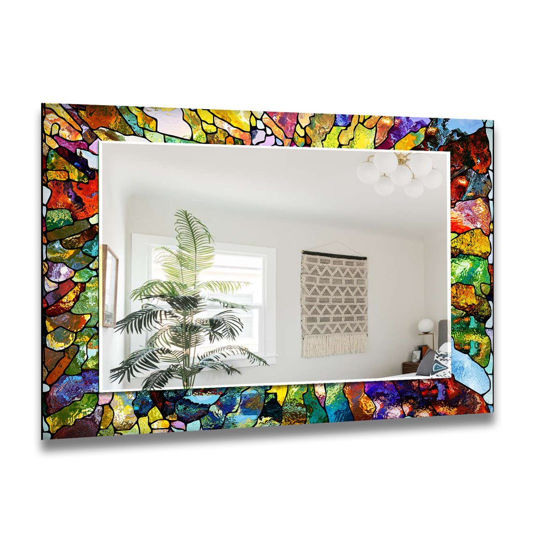 Stained Colorful Stones Wall Mirrors Small Mirror
