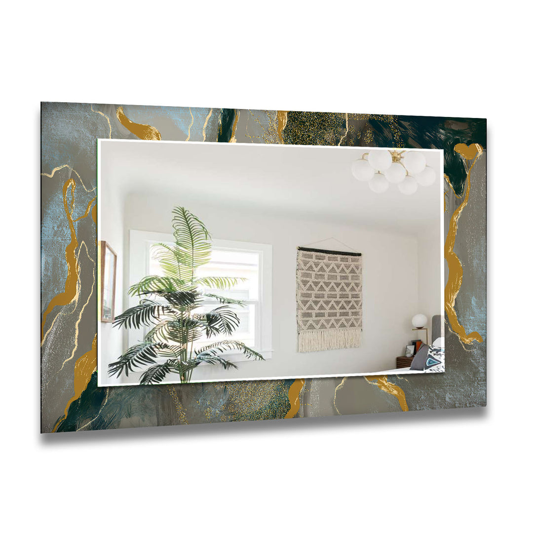 Gold Floor Abstract Mirror Entryway Wall Mirror
