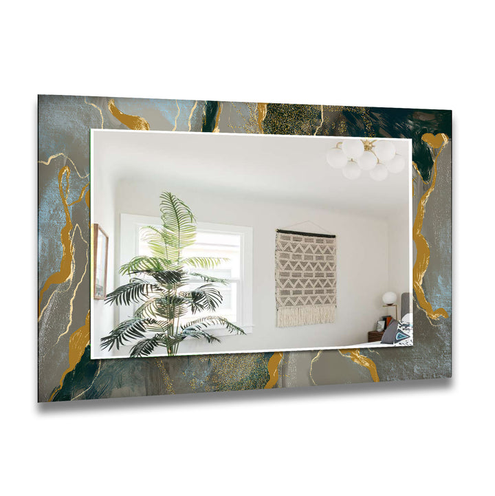 Gold Floor Abstract Mirror Entryway Wall Mirror
