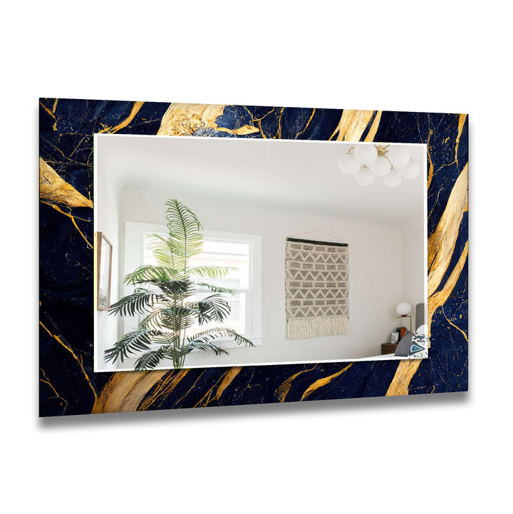 Blue & Gold Abstract Wall Mirrors Large Mirror
