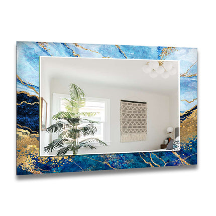 Abstract Tempered Glass Wall Mirror