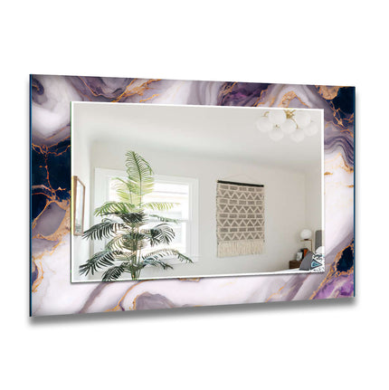 Abstract Tempered Glass Wall Mirror