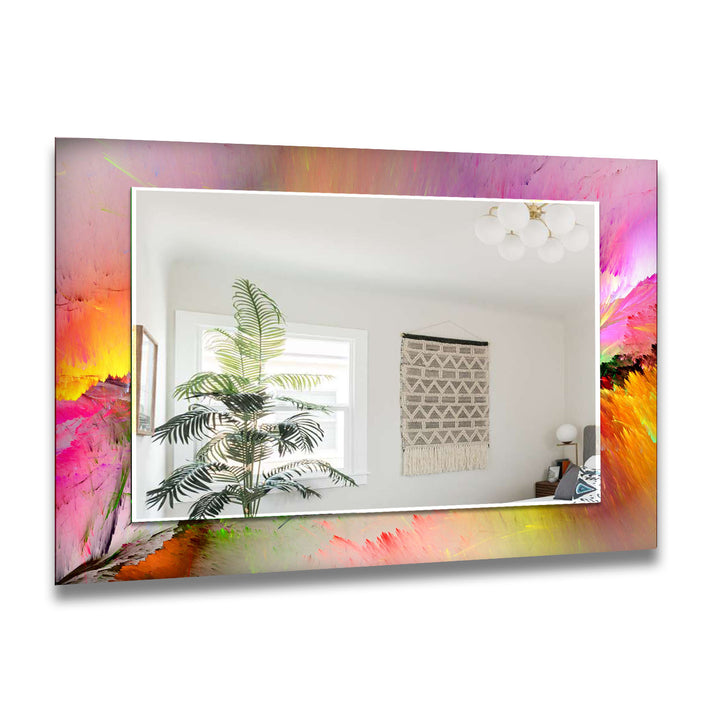 Pink Orange Abstract Wall Mirror Long Wall Mirror
