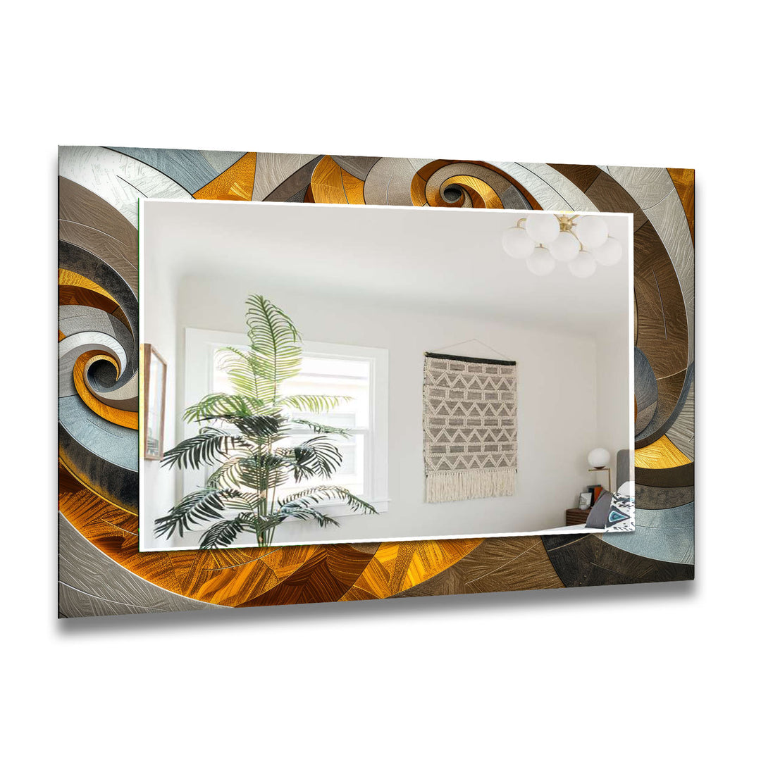 Brown Orange Fractal Wall Mirror Long Mirror
