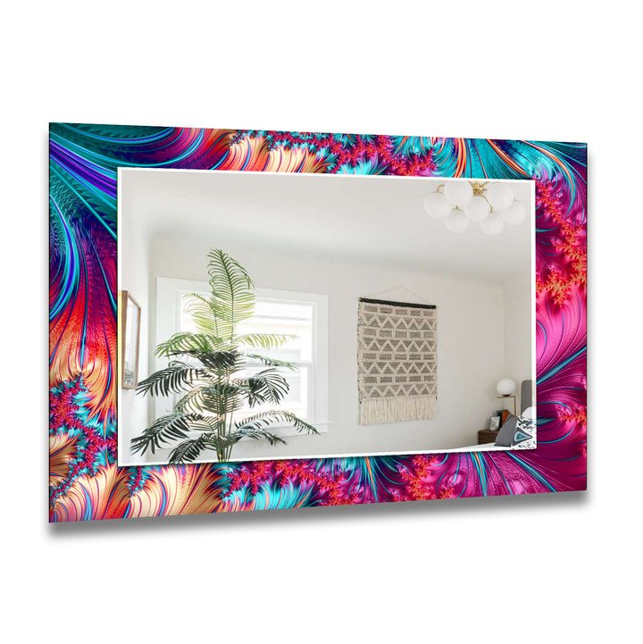 Abstract Fractal Neon Wall Mirror Rectangle Mirror
