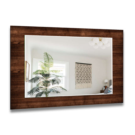 Wood Pattern Tempered Glass Wall Mirror