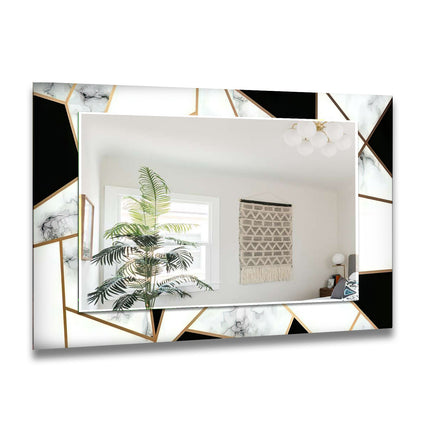 Abstract Tempered Glass Wall Mirror