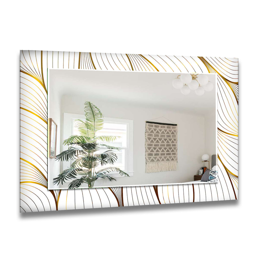 Golden & White Wall Mirror black frame mirror
