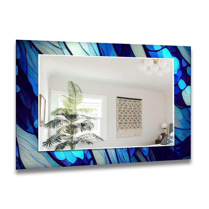 Blue Nacreous Abstract Wall Mirror oversized mirror
