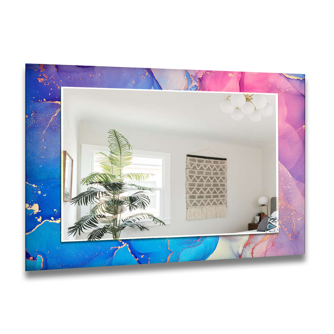 Blue Pink Marble Wall Mirror Abstract Mirror
