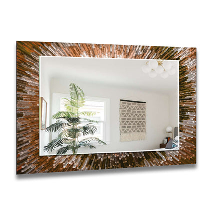 Abstract Round Tempered Glass Wall Mirror