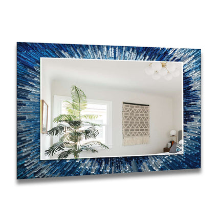 Abstract Tempered Glass Wall Mirror