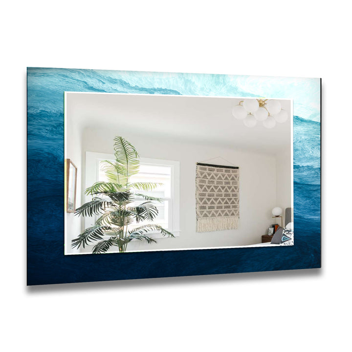 Dark and Light Blue Abstract Wall Mirror Large Mirror Bathroom Mirror
