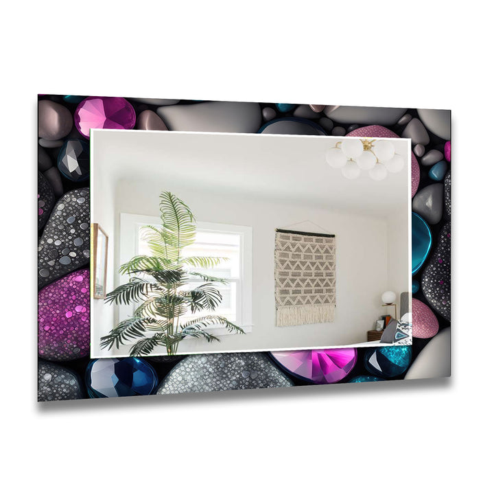 Pink and Grey Stones Wall Mirror Bathroom Mirror
