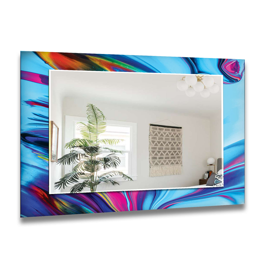 Multicolored Abstract Wall Mirror Rectangle Wall Mirror
