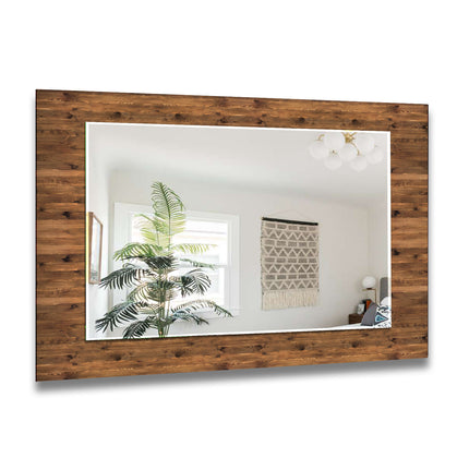 Wooden Round Tempered Glass Wall Mirror