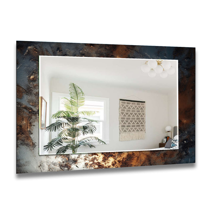 Bronze & Silver Abstract Wall Mirror Square Mirror
