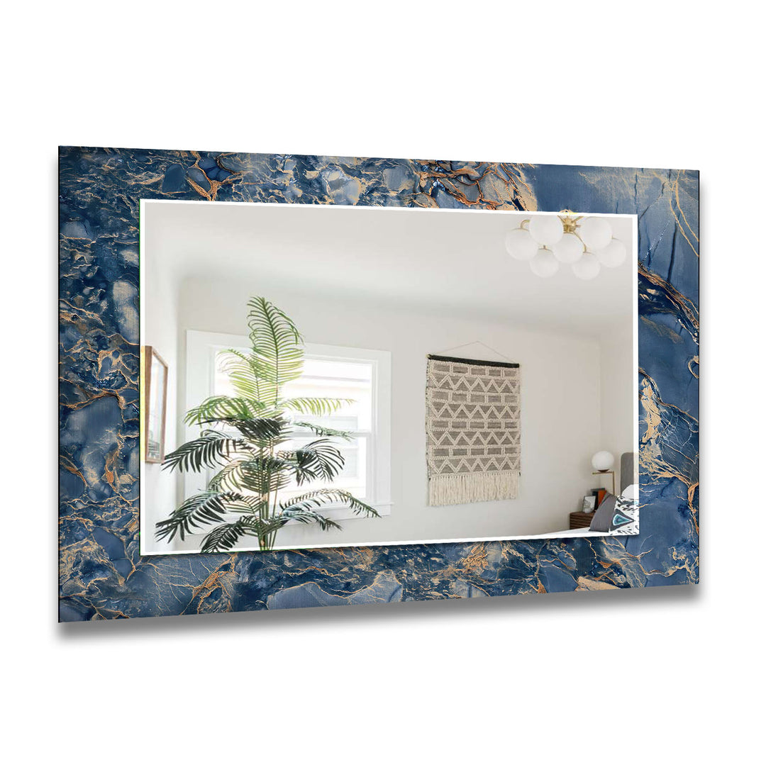 Blue & Brown Abstract Wall Mirror mirrors in black
