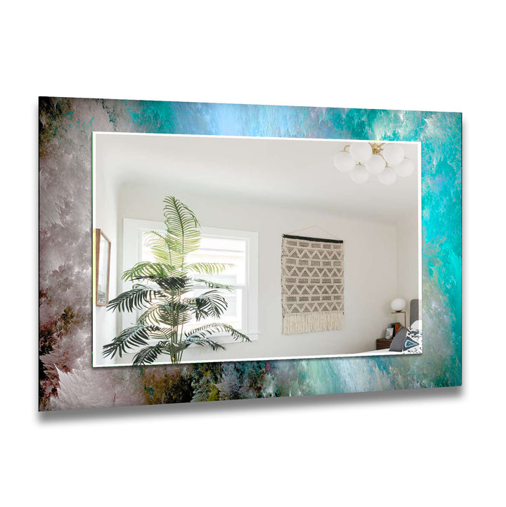 Blue & Gray Clouds Abstract Wall Mirror Stained Glass Wall Mirror
