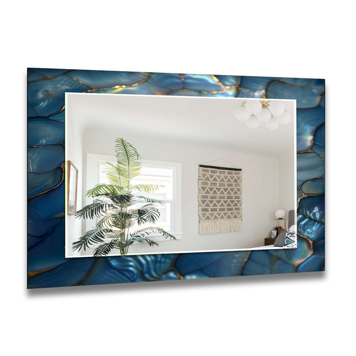 Cracked Blue & Golden Wall Mirror oversized mirror
