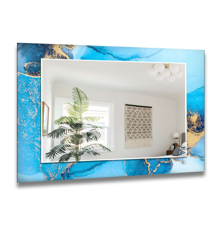 Light Blue & Gold Wall Mirror wall mirror
