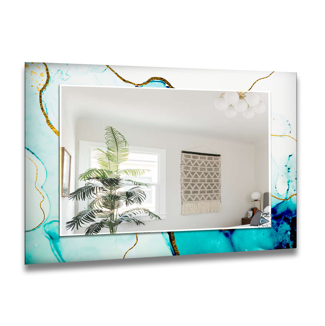 Turquoise & White Golden Wall Mirror huge wall mirror
