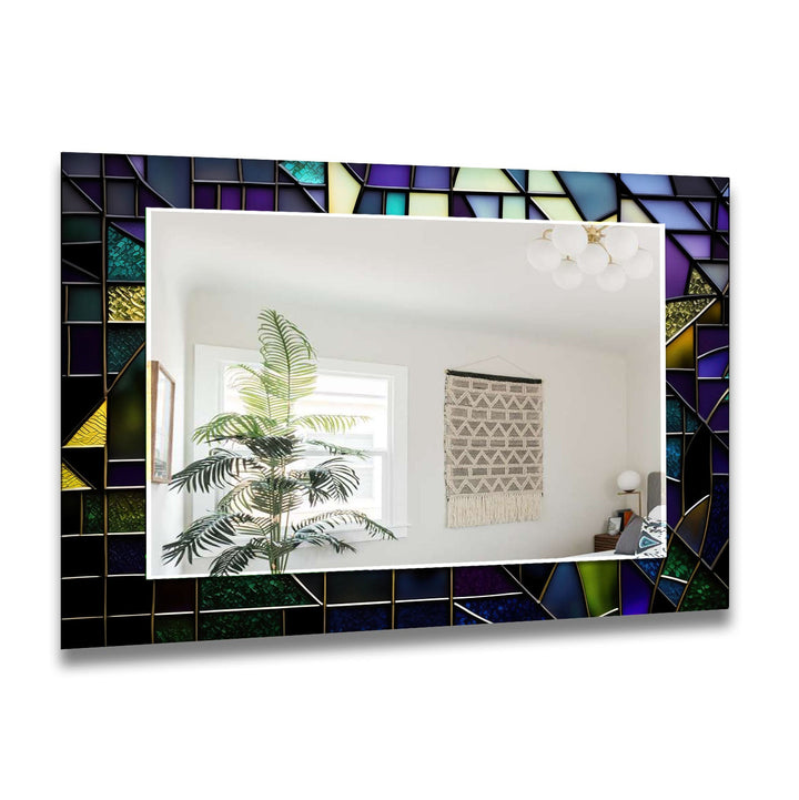 Purple and Black Stained Wall Mirror Living Room Wall Mirror
