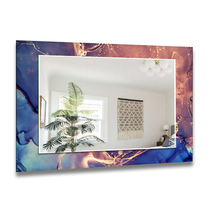 Abstract Tempered Glass Wall Mirror