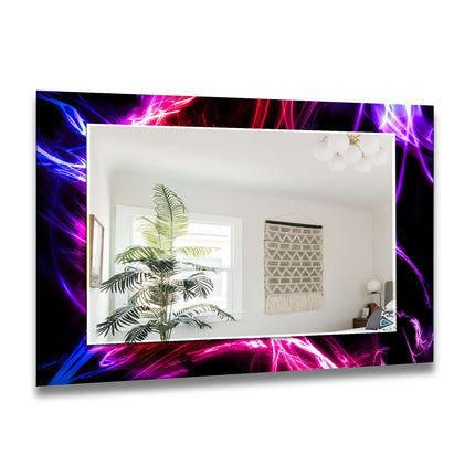 Abstract Tempered Glass Wall Mirror