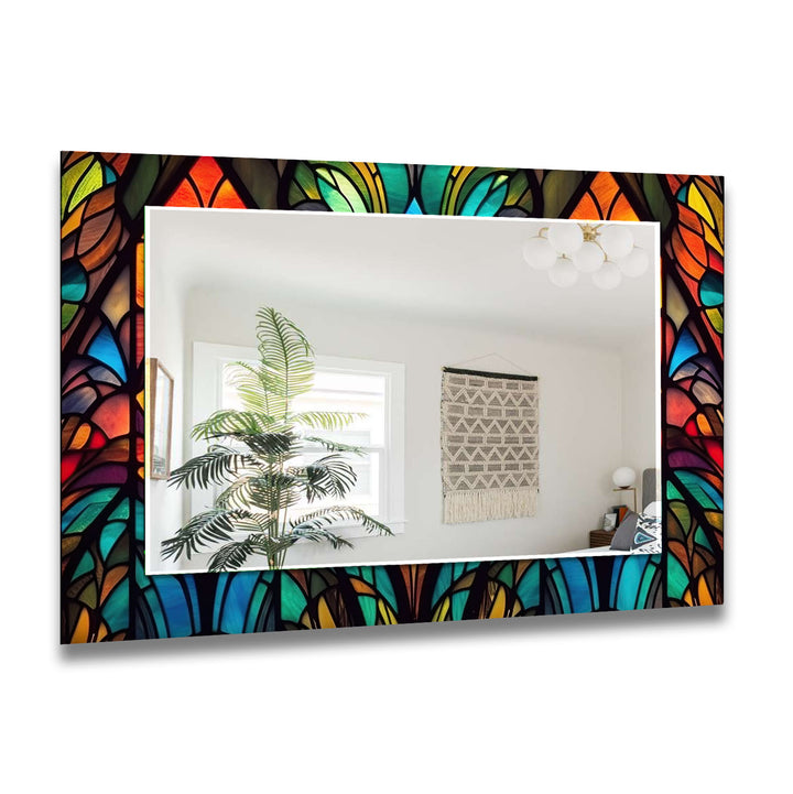 Pattern of Leaves Stained Wall Mirror Stained Glass Wall Mirror
