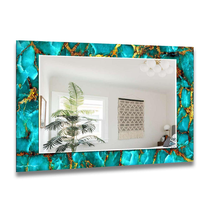 Turquoise & Gold Abstract Wall Mirror oversized mirror
