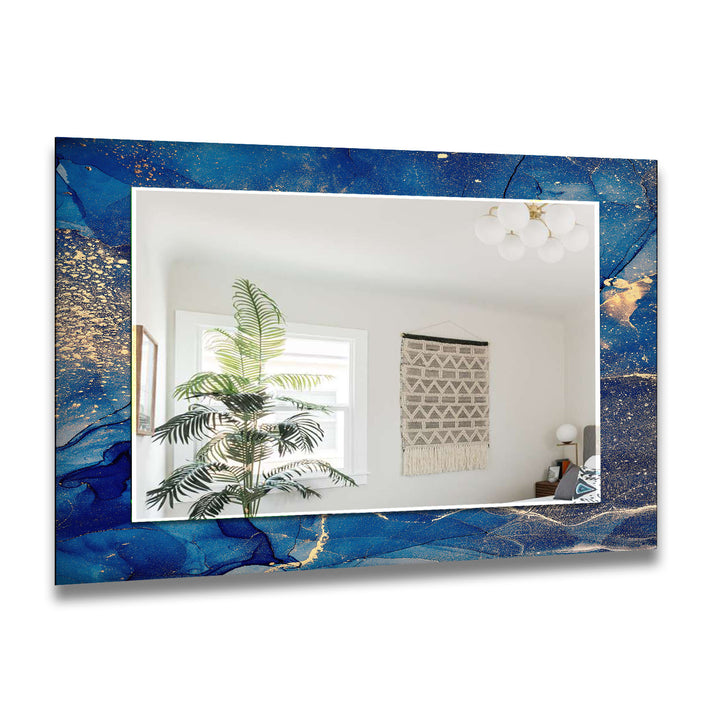 Blue Gold Details Marble Wall Mirror large mirror
