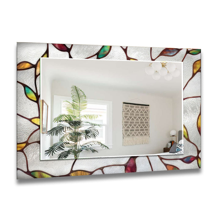 White Tree Details Wall Mirror Small Wall Mirror
