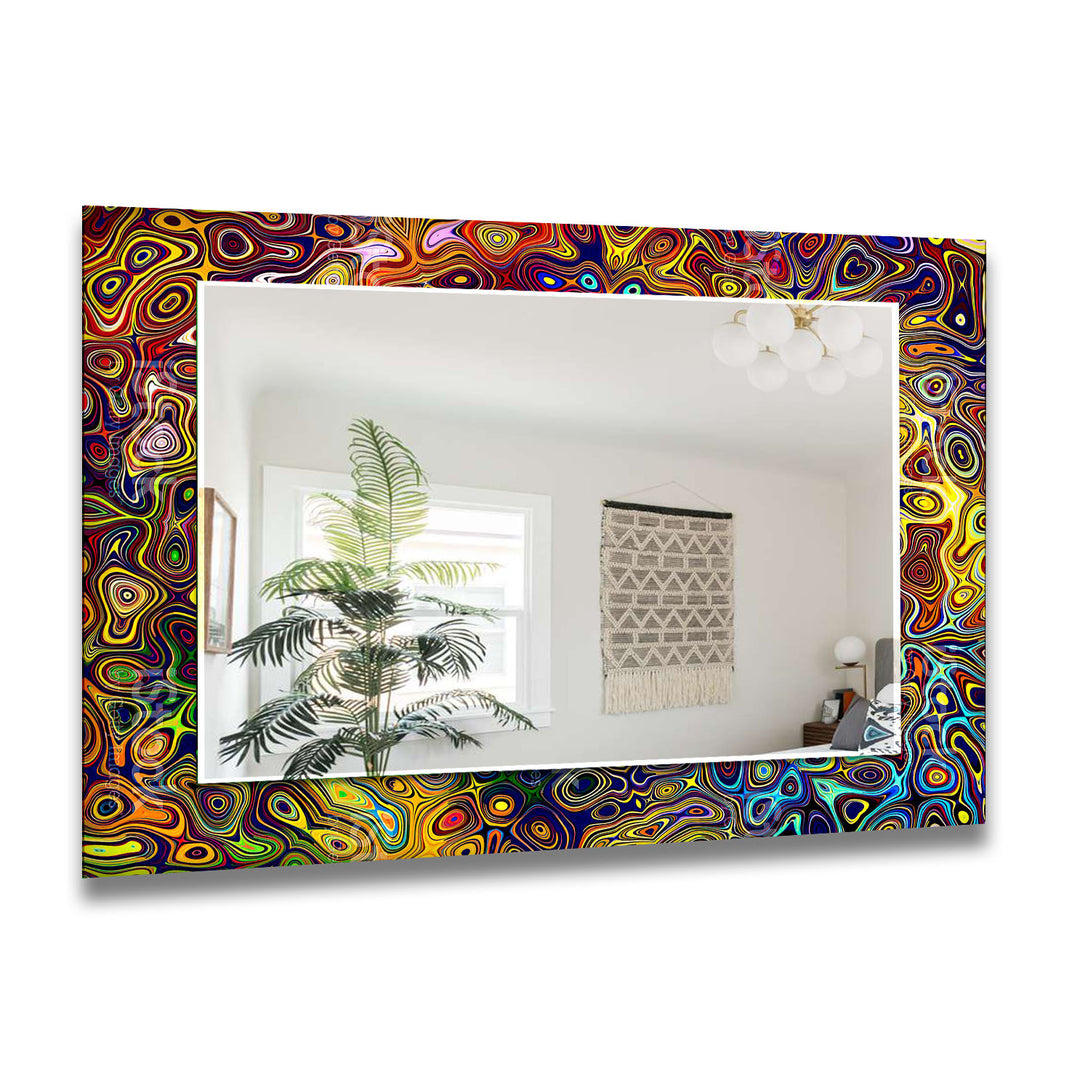 Stained Yellow Colored Wall Mirror Modern Wall Mirror
