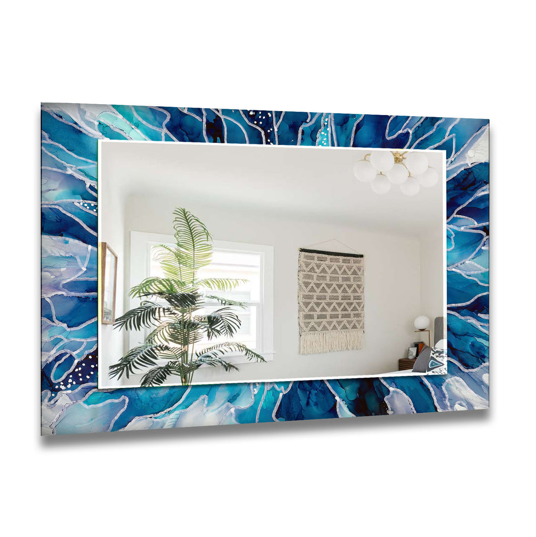 Blue and White Cracked Wall Mirror Stained Glass Wall Mirror
