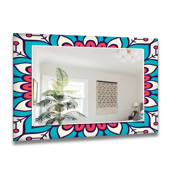 Pink & Blue Mandala Wall Mirror Stained Glass Wall Mirror
