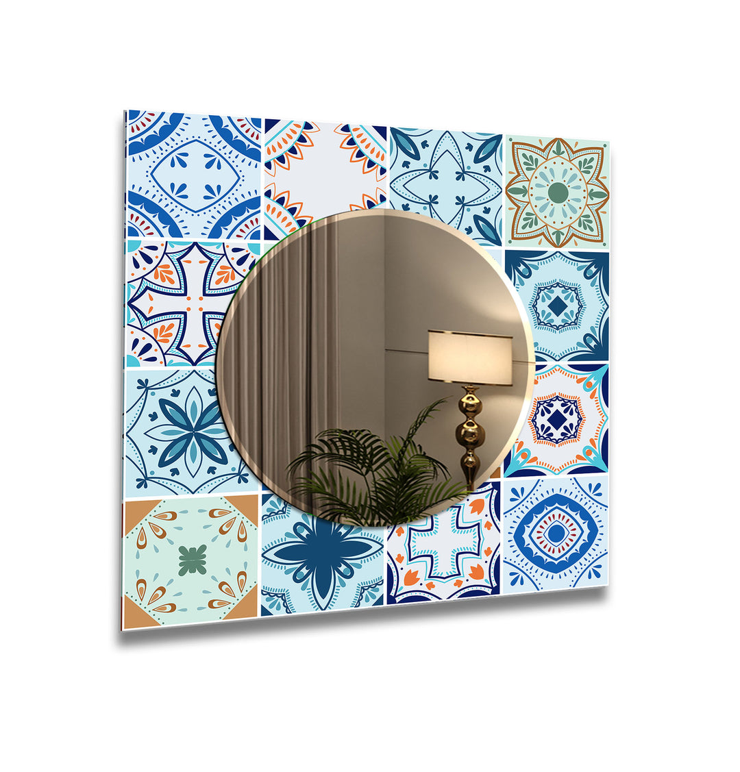 Mosaic Green & Blue Wall Mirror gold floor mirror
