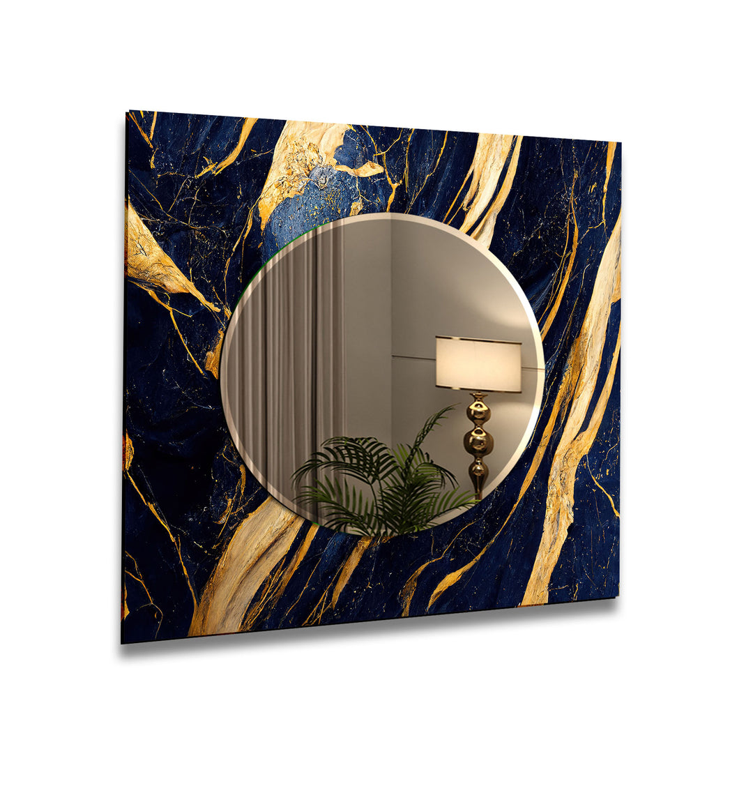 Blue & Gold Abstract Wall Mirrors Gold Mirror
