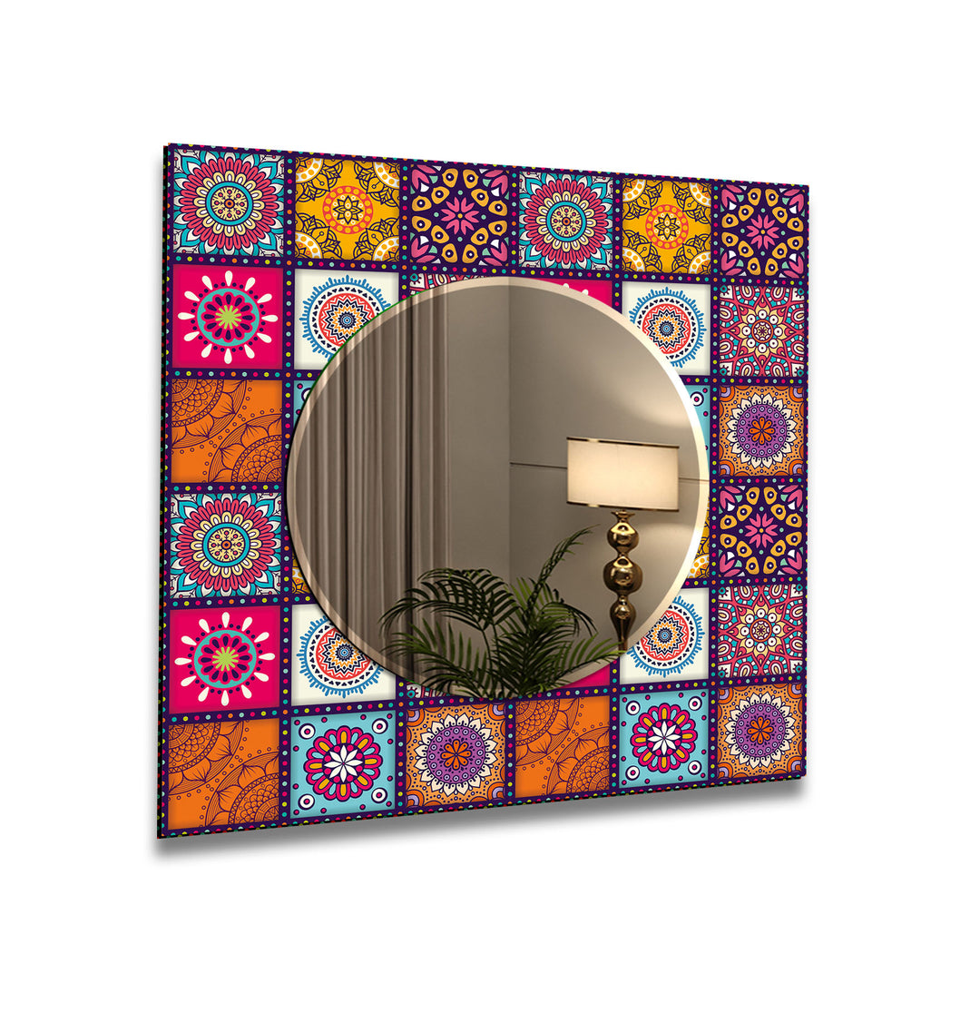 Mandala Red & Orange Wall Mirrors Bedroom Wall Mirror
