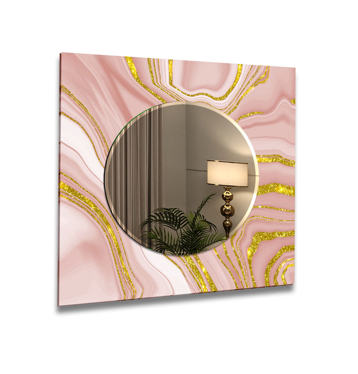 Pink Gold Details Wall Mirror Decorative Mirror
