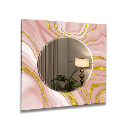 Abstract Tempered Glass Wall Mirror