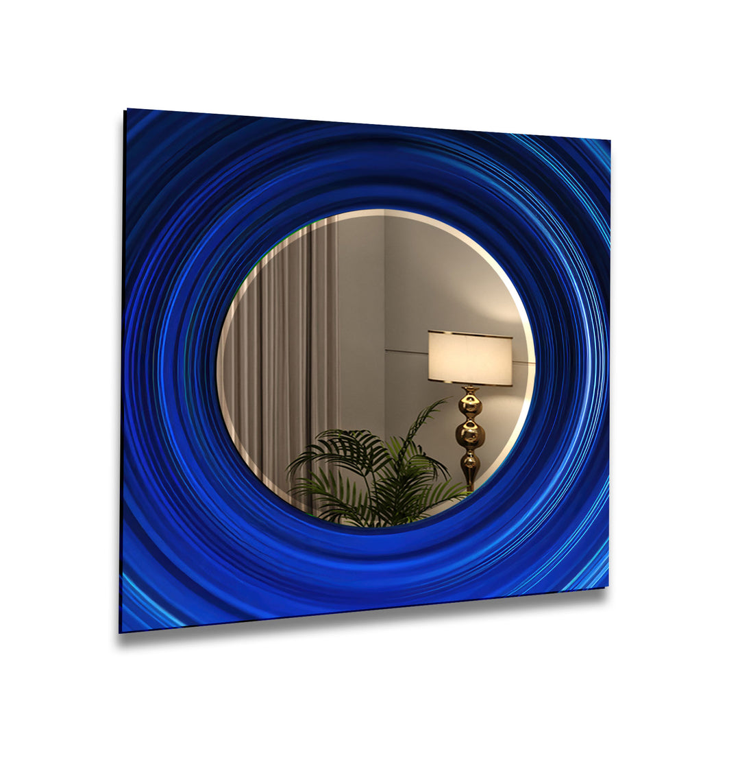 Blue Wall Mirror black frame mirror
