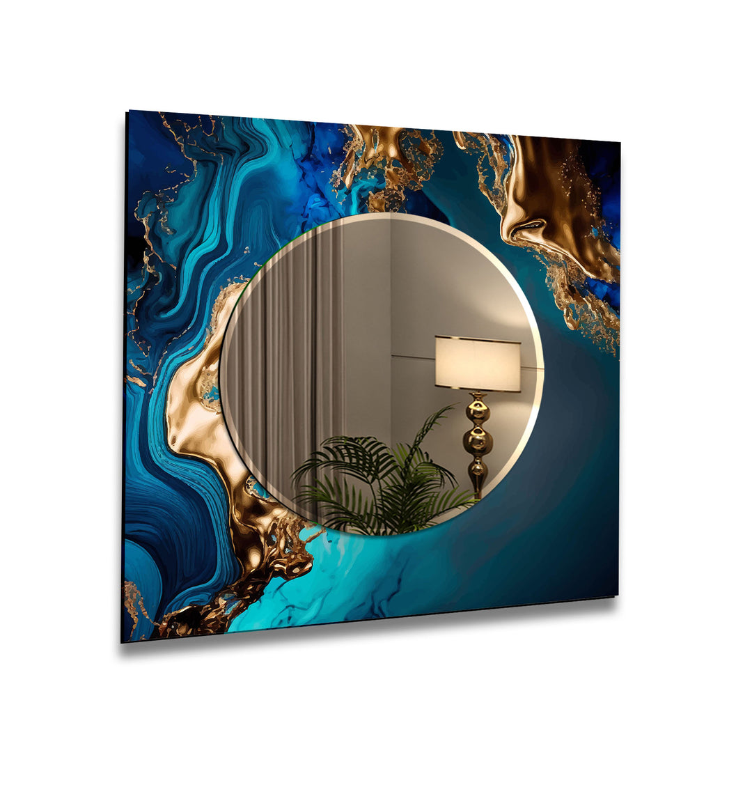 Blue and Gold Abstract Wall Mirror floor mirror
