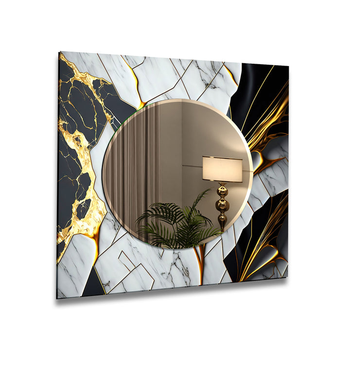 White & Black Gold Wall Mirror Mosaic Wall Mirror
